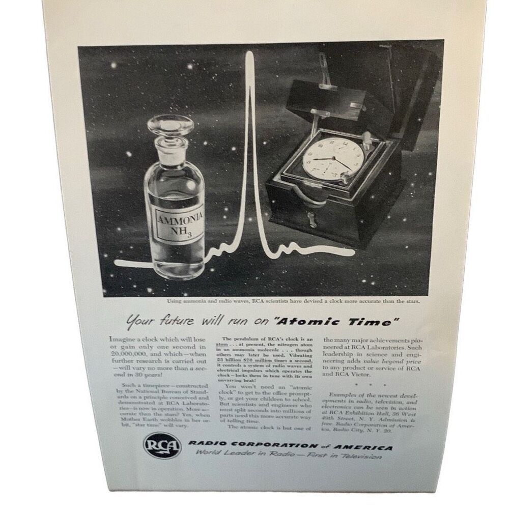 Vintage 1949 Radio Corporation of America RCA Atomic Time Ad Advertisement